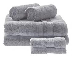 iDesign Spa 6, Morbido Asciugamani in Cotone al 100%, Set di Teli da Bagno con 2 esemplari per Ogni Misura, Grigio, Grandi 137,0 cm x 68,6 cm Medi 40,6 cm x 71,1 cm Piccoli 33 cm x 33 cm