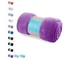 AmeliaHome Tyler Collection - Coperta in Microfibra e Pile, Morbida e Morbida, Poliestere, Violett, 150 x 200