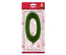 dekora Candela Gigante Numero 0, Cera, Verde, 15Â cm