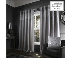 Catherine Lansfield Glitzy tenda con occhielli, 90Â x 228,6Â cm, grigio