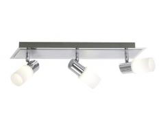 Trio Leuchten Lampada A Barra Con 3 Spot, 50 Cm, Alluminio Trio 821410305 Clapton Faretto LED, 3x4.5 Watt, Cromo/Bianco Spazzolato, 50x7x18.5 cm SMD 4,5W, 5 W, Unica