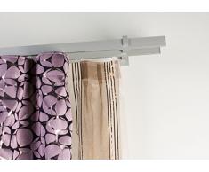 InCasa Binario Doppio per Tende 32x12mm, L. 140 cm. in Alluminio SatinatoÂ â Completo