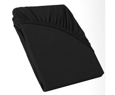 CelinaTex Perla Lenzuolo Elasticizzato Topper spessori per Letto Contenitore Cotone 140x200-160x200 cm Nero