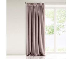 Eurofirany vellutata in Polvere con Fascia arricciata, 1 Pezzo. Elegante Tenda Liscia Monocolore per Soggiorno, Camera da Letto, Salotto, Poliestere, Cipria, 140x270cm