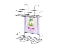 FERIDRAS Francy Mensola, 2 Ripiani, Rettangolare, Acciaio, Cromo, 11x26x35 cm