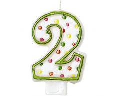 amscan - Candela per Feste, Numero 2, con Pois