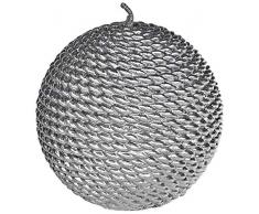Candela sfera corda argento d.7,5 cm
