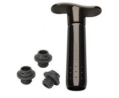 LE CREUSET WA 137 Set con Pompetta Tappi Assortiti, Conservazione del Vino, Metallo, Nero (Nickel)