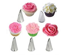 Gracelaza - Set di 5 Utensili per Decorazione Torte a Forma di Fiore, Ideali per Pasticceria Fai da Te, per Cupcake e Biscotti in Acciaio Inox