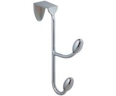 iDesign Ganci appendiabiti doppi, Attaccapanni da porta compatto in metallo, Ganci attaccapanni ideali per appendere giacche, asciugamani o sciarpe, argento