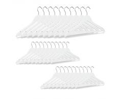 Relaxdays Set da 30 Grucce, Asta per Pantaloni, Gonne, Camicie, Giacche, Gancio Girevole a 360Â°, in Legno, Bianco, Metallo, 22,5 x 44,5 x 1 cm