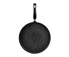 H&H Crepiera Antiaderente Pietra Manico Bakel Cm32 Pentole E Preparazione Cucina, Alluminio, Nero, 32 cm