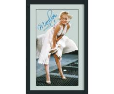 Empire 537850 Marilyn Monroe White Dress - Quadro su Vetro Stampato con Cornice in plastica Effetto Legno - Misura 20 x 30 cm