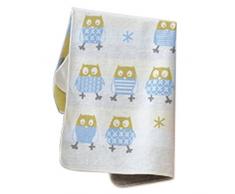 David Fussenegger, Coperta morbida per bambini, motivo: Gufi, Blu (Blau)