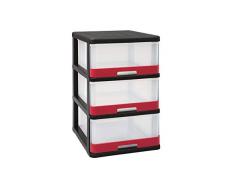 Curver Hercule Cassettiera - (3X) 25Lt - 40X50X64H Nero/Rosso