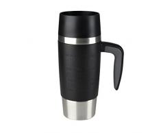 Emsa 514096 Travel Mug Handle Bicchiere Termico con Chiusura Quick Press, Acciaio Inossidabile, Nero