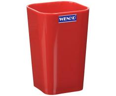 Wenko Candy 20287100- Bicchiere Porta spazzolini, in plastica, 7,3 x 11 x 7,3 cm, Colore Rosso