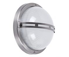 Brilliant 96109/82 - Plafoniera Philipp da esterni, 1 x E27 max. 53 W, in metallo e vetro, colore: Acciaio INOX