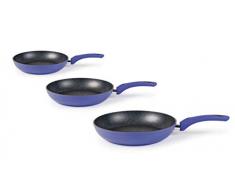Excelsa Color Stone Set 3 Padelle, Alluminio Forgiato con Rivestimento Antiaderente, Azzurro