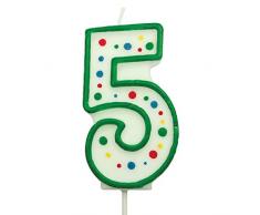 PME CA045 Candela Numero 5 Grande, Cera, Verde, 6.3 cm