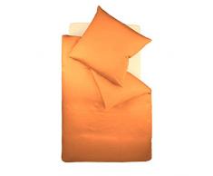 Fleuresse, 9100-2044, Set di Set Copripiumino singolo e federa in raso di cotone makò, Arancione (orange), 135 x 200 cm