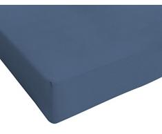 Italian Bed Linen Max Color Lenzuolo sotto a 1 Piazza e Mezza, 100% Cotone, Avio, 120 x 200 cm