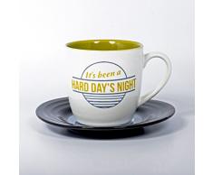 Thumbs Up! L&M Mug And Saucer Set-Hard Days Night Tazza con Piattino a Forma di Vinile, Ceramica, Multicolore, 15.7 x 10 x 15.7 cm