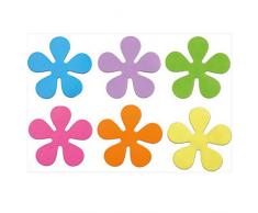 Papillon Ventose Antiscivolo per Vasca da Bagno, Motivo Floreale, 10,5 cm, Set da 6 Pezzi, Giallo/Lilla/Rosa/Arancione/Verde/Blu