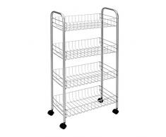 MSV 110278 - Carrello da cucina, 4 livelli, da montare, in polipropilene/metallo, 41 x 26 x 83 cm, colore: Bianco