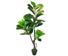 Leaf Pianta Artificiale di fico con Design a Foglia, Vaso in plastica Nera, 120 cm