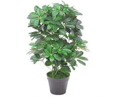 Schefflera arboricola artificiale (pianta ombrello), in vaso di plastica nero, fogliame scuro, 55 cm