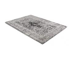 LIFA LIVING Tappeti da Salotto Moderno in ciniglia, Tappeto di Design con Motivo Vintage (Grigio Nero, 140 x 200 cm)