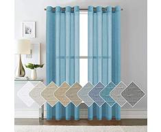 ForenTex L-0575 - Tende da 145 x 260 cm, per finestre e Porte di Soggiorno, Camera, terrazza, Poliestere, Perlato Celeste