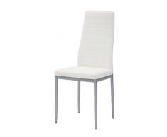 Cribel Queen Set Sedia, Metallo Laccato, Finta Pelle, Alluminio/Bianco, 4 Pezzi