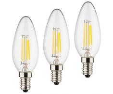 Mueller della luce 400291Â _ Set a + +, Set di Retro LED a forma di candela sostituisce 40Â W, Vetro, 4Â W, E14, Argento, 3.5Â x 3.5Â x 10Â cm