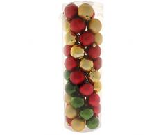 WeRChristmas - Set di decorazioni natalizie, 50 palline, in plastica infrangibile rosso / oro / verde