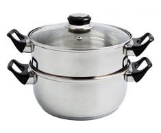Quid 5759386-Vaporiera Pentola 22 cm con coperchio Inox Quid, in acciaio, dimensioni: 30 x 21 x 16 cm