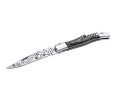 Laguiole 40269002, Coltellino tascabile con cavatappi, Acciaio Inox con manico legno grigio, 12.0x2.5x2.5 cm