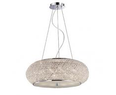 Ideal Lux Pasha SP10 Lampada a Sospensione E14, Cromo, 55 x 148 cm