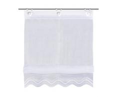 Home Fashion SCHMIDTGARD STOFFE Isla - Tenda a Pacchetto in Batista, con Occhielli e Gancetti per Finestra, Colore: Bianco 140 X 100 CM Bianco