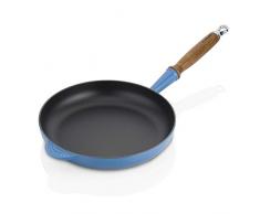 Le Creuset Padella in Ghisa con Manico di Legno, Rotonda, Ã 28 cm, Adatta a Tutte le Fonti di Calore incl. Induzione, 3,28 kg, Blu Marsiglia