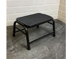 Home Discount uno Sgabello Metallo Tappetino in Gomma Antiscivolo in Argento, Bagno, Cucina Baby