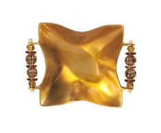 Chio Centrotavola Quadrata con 2 Maniglie, Alluminio/Plastica, Oro