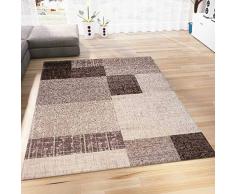 Vimoda Tappeto da Salotto a Pelo Corto in Beige, Marrone, Design Moderno, Effetto Piastrelle, a Quadretti, Facile da Pulire, 60 x 110 cm
