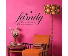 WALPLUS WS3023 - Adesivo da Parete, Motivo: Family con Proverbio in Inglese e Uccelli
