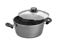 Stoneline 7295 Pentola con Coperchio in Vetro, Ghisa, Diametro 20 cm, Rivestimento Antiaderente
