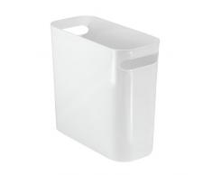 iDesign Cestino spazzatura con manici, Piccolo secchio spazzatura dal design moderno, Cestino rifiuti in plastica ideale per ufficio, bagno o cucina, bianco