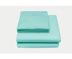 Italian Bed Linen Max Color Completo Letto, 100% Cotone, Verde Acqua, Matrimoniale, 2 Posti