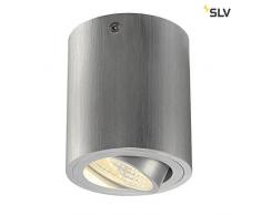 SLV, Faretto LED tondo da soffitto, montaggio sopraintonaco, in alluminio spazzolato, A+, 625 lumen, 3000 kelvin