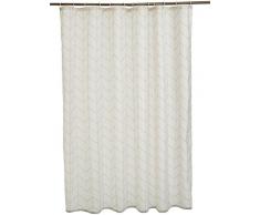 AmazonBasics - Tenda da doccia in tessuto con motivo stampato a lisca di pesce, 180 x 200 cm, colore: beige